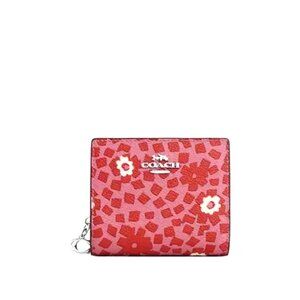 New Coach CBO75 Snap Wallet with Floral Print Pink Multi